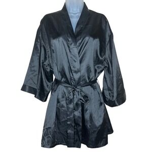 DREAMGIRL BLACK SIZE LARGE SATIN ROBE Romantic Cute Chic‎
